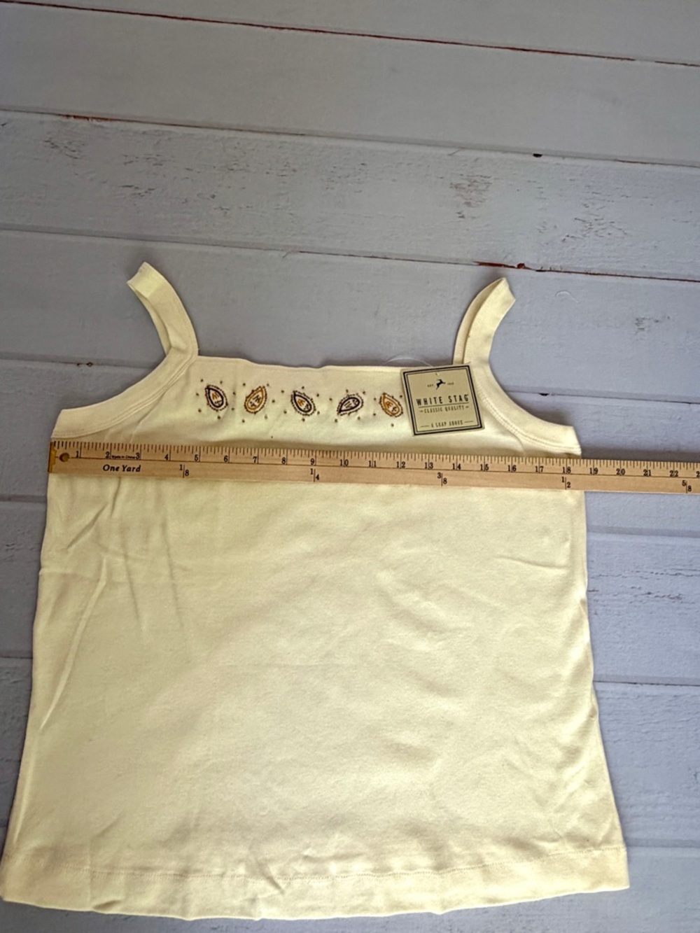 White Stag Embroidered Paisley Tank Top XL 16/18 NWT Cream Cotton - Picture 5 of 8